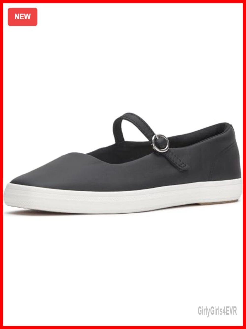 Leather Buckle Closure Square Toe Mary Jane Flat Fashion Sneaker